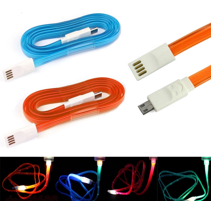 1M Luz LED Arriba Micro USB Sincronización de Datos Potencia Cable Del Cargador